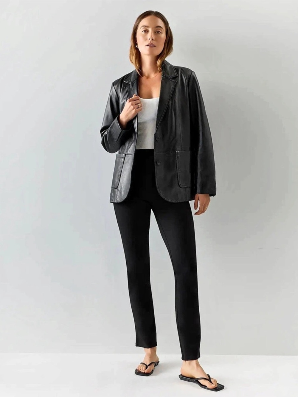 Quince Ultra-Stretch Ponte Straight Leg Pants Black Staple Piece Versatile SZ M